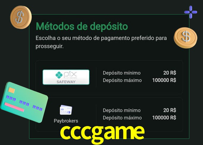 O cassino cccgame oferece uma grande variedade de métodos de pagamento